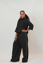 Load image into Gallery viewer, Black Signature Crop Top &amp; Full Wide Pants
