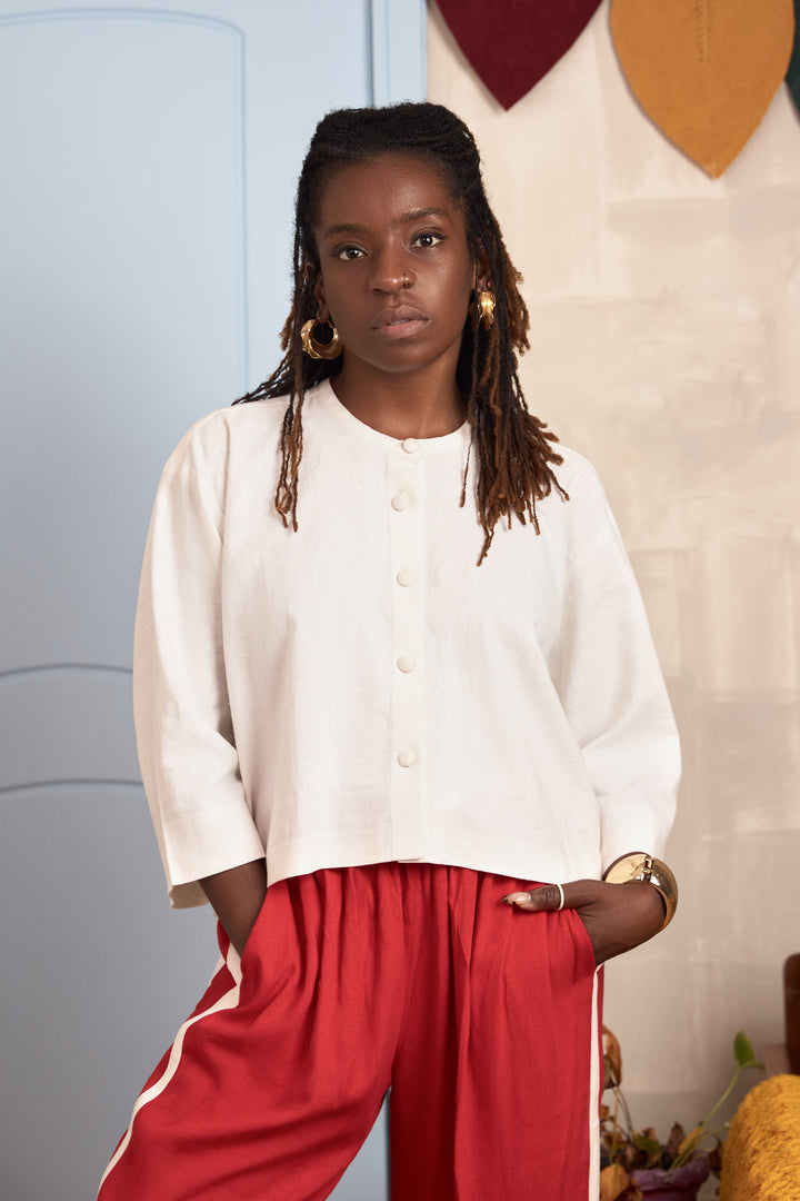 Collarless Crop Top