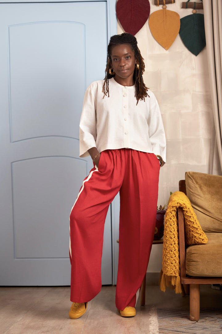 Collarless Crop Top Set