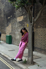 Load image into Gallery viewer, Collarless Crop Top Set (Ruby pink)

