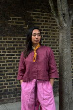 Load image into Gallery viewer, Collarless Crop Top Set (Ruby pink)
