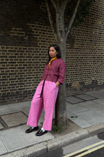 Load image into Gallery viewer, Collarless Crop Top Set (Ruby pink)
