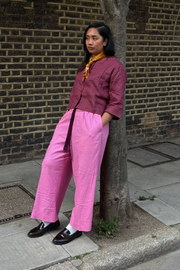 Pink wide cropped trousers pants