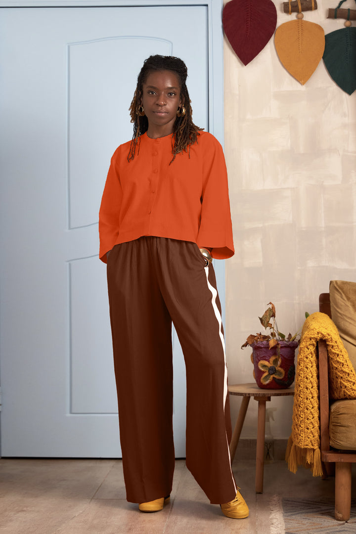 Collarless Crop Top Set