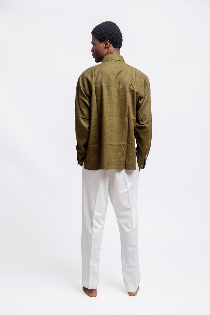 Drop Collar Long Sleeves Shirt