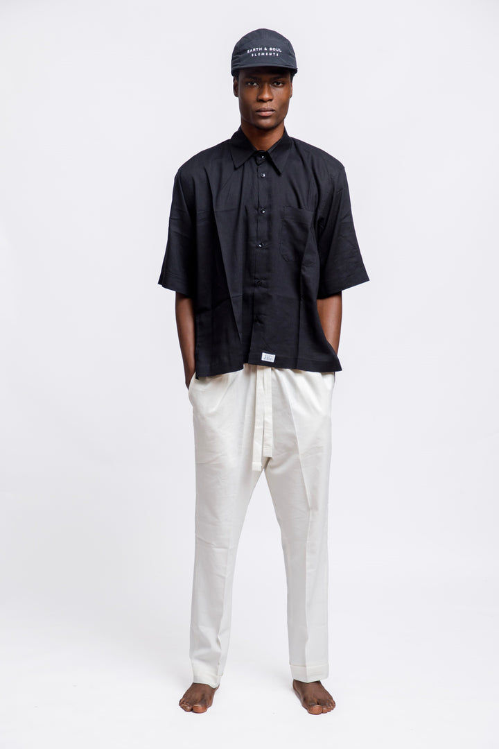 Drop Collar Short Sleeves Shirt