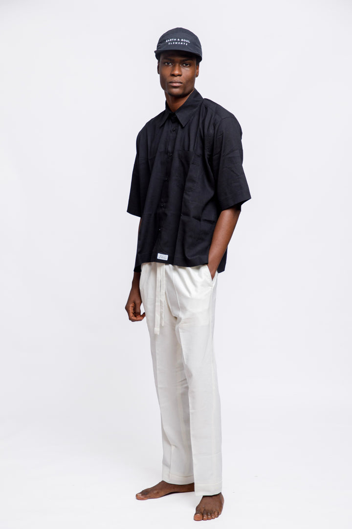Drop Collar Short Sleeves Shirt