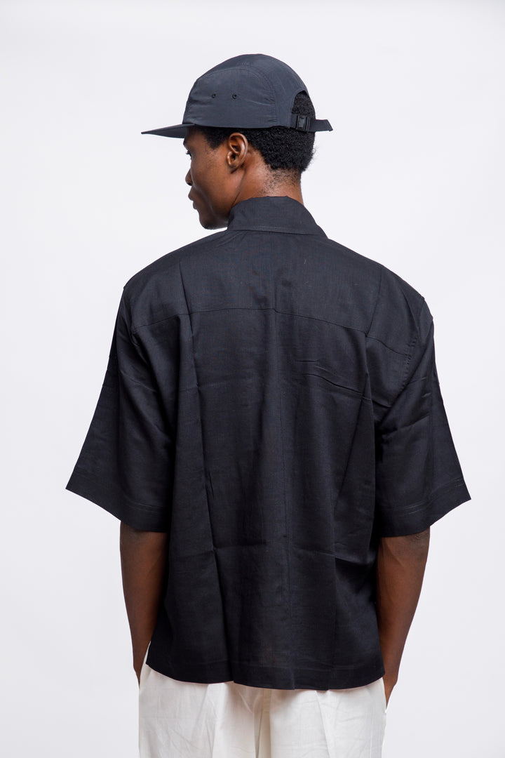 Drop Collar Short Sleeves Shirt