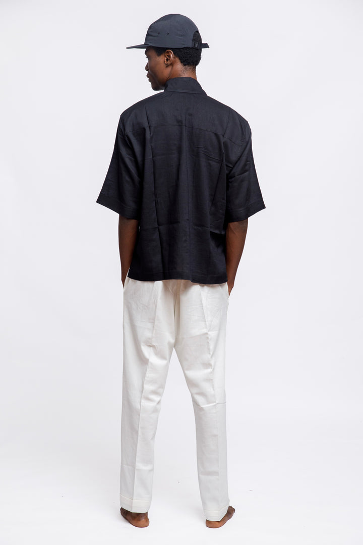 Drop Collar Short Sleeves Shirt