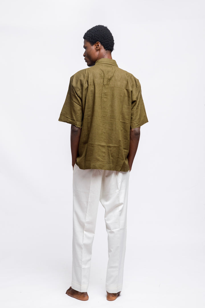 Drop Collar Short Sleeves Shirt