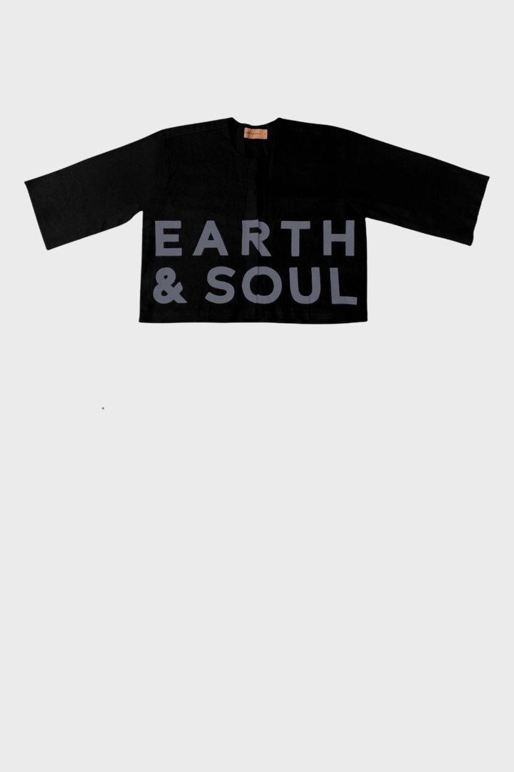 Black Earth and Soul Collarless Signature Crop Top