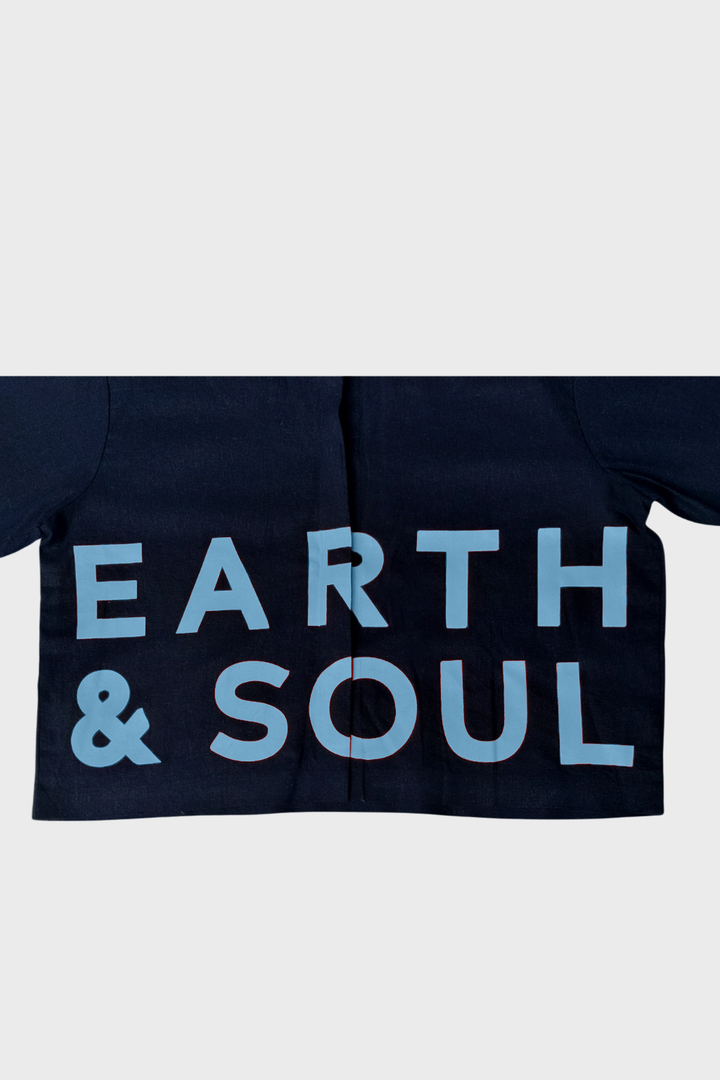 Navy Earth and Soul Collarless Signature Crop Top