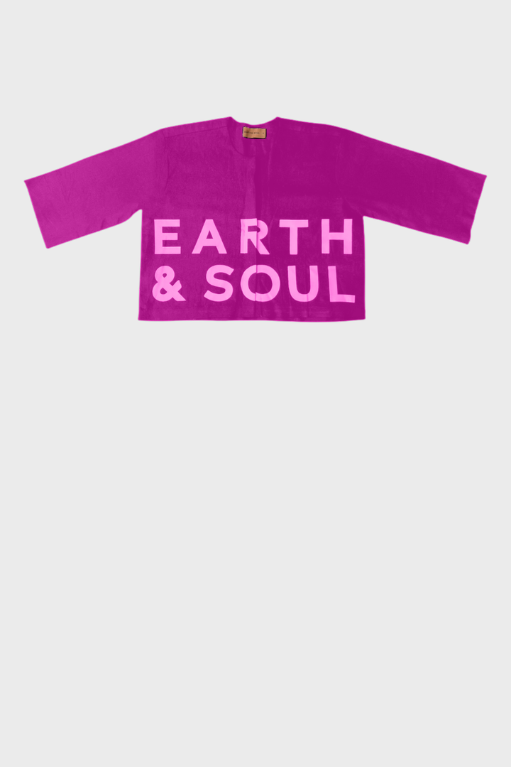 Purple Earth and Soul Collarless Signature Crop Top