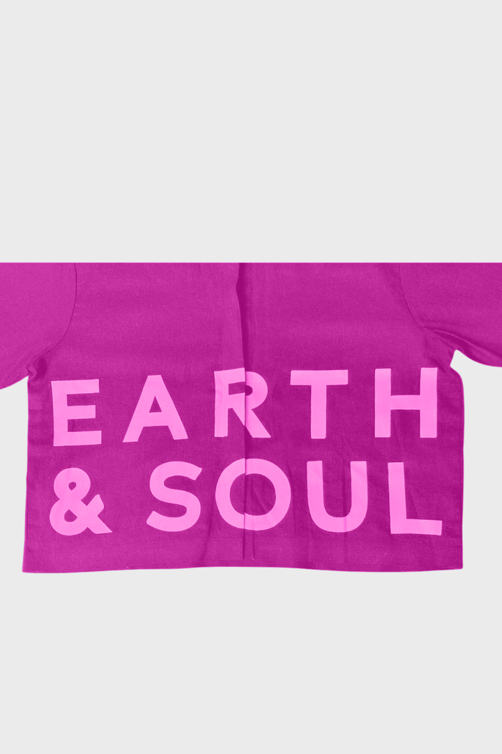 Purple Earth and Soul Collarless Signature Crop Top
