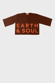 Coffee Brown Earth and Soul Collarless Signature Crop Top