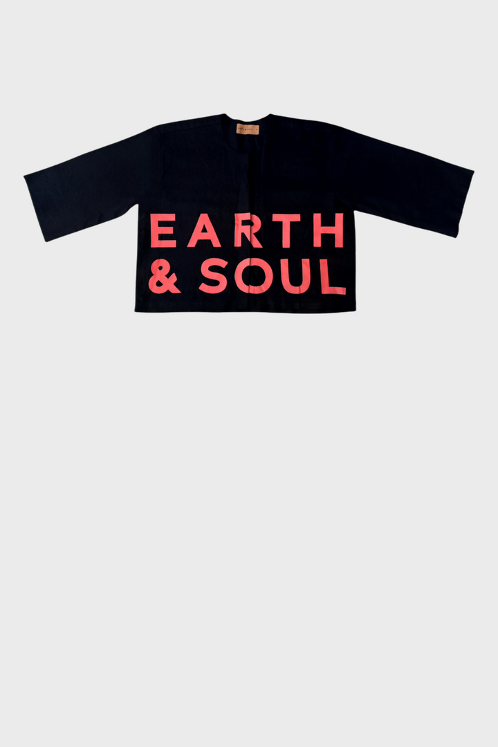 Navy Earth and Soul Collarless Signature Crop Top