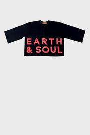 Navy Earth and Soul Collarless Signature Crop Top