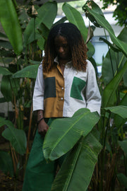 Mustard Eccentric Crop Top & Green Trousers Set