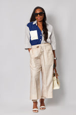 Load image into Gallery viewer, Navy Eccentric Crop Top Set
