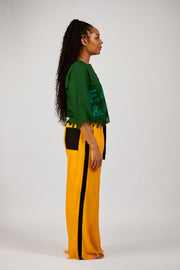 Palmwine Branded Shirt Green with Yellow Palm Wine Trousers (Side)