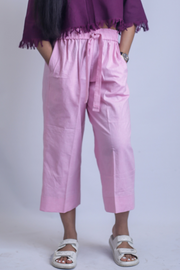 Pink Wide Cropped Trousers pant