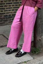 Load image into Gallery viewer, Pink wide cropped trousers pants
