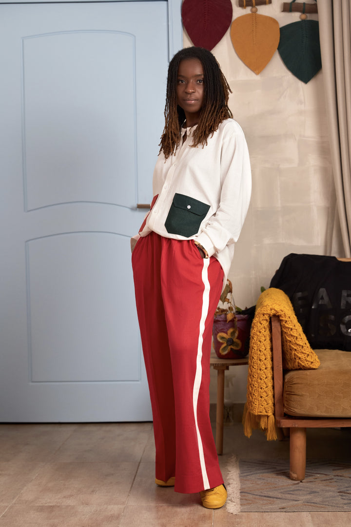 Red Shirt and Full Wide Trousers