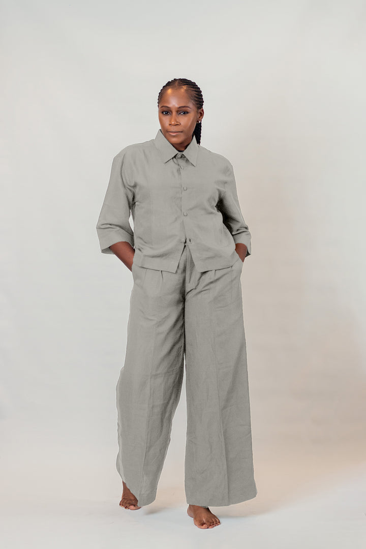 Beige Full Wide Trousers