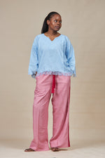 Load image into Gallery viewer, Sky Blue Palm Wine Crop Top
