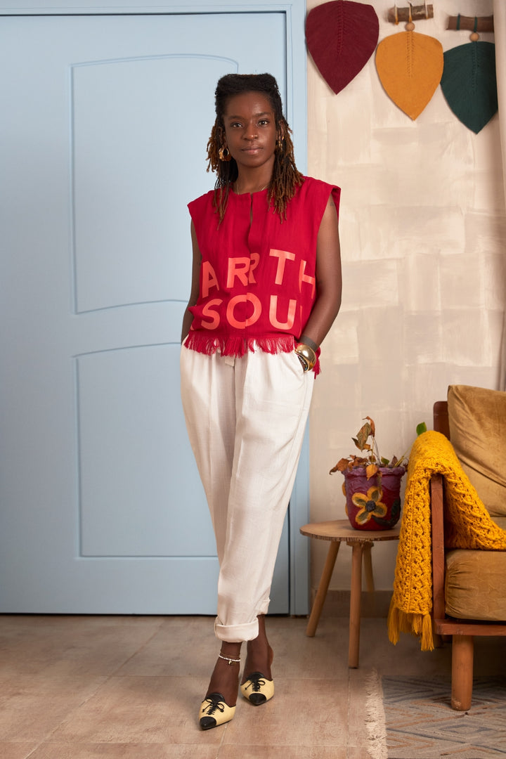 Sleeveless Palm Wine Branded Set