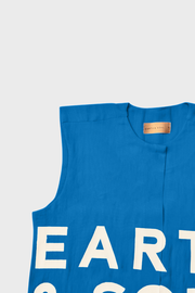 Blue Sleeveless Palm Wine Branded Crop Top