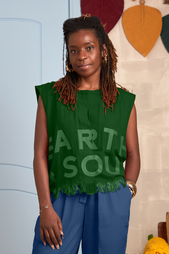 Sleeveless Palm Wine Branded Top