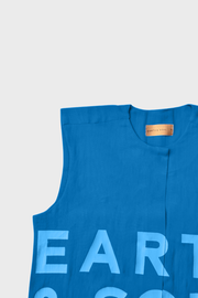 Blue Sleeveless Palm Wine Branded Crop Top