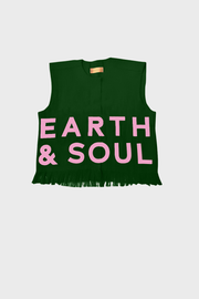 Bottle Green Sleeveless Palm Wine Branded Crop Top