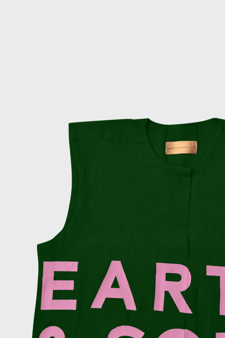 Bottle Green Sleeveless Palm Wine Branded Crop Top