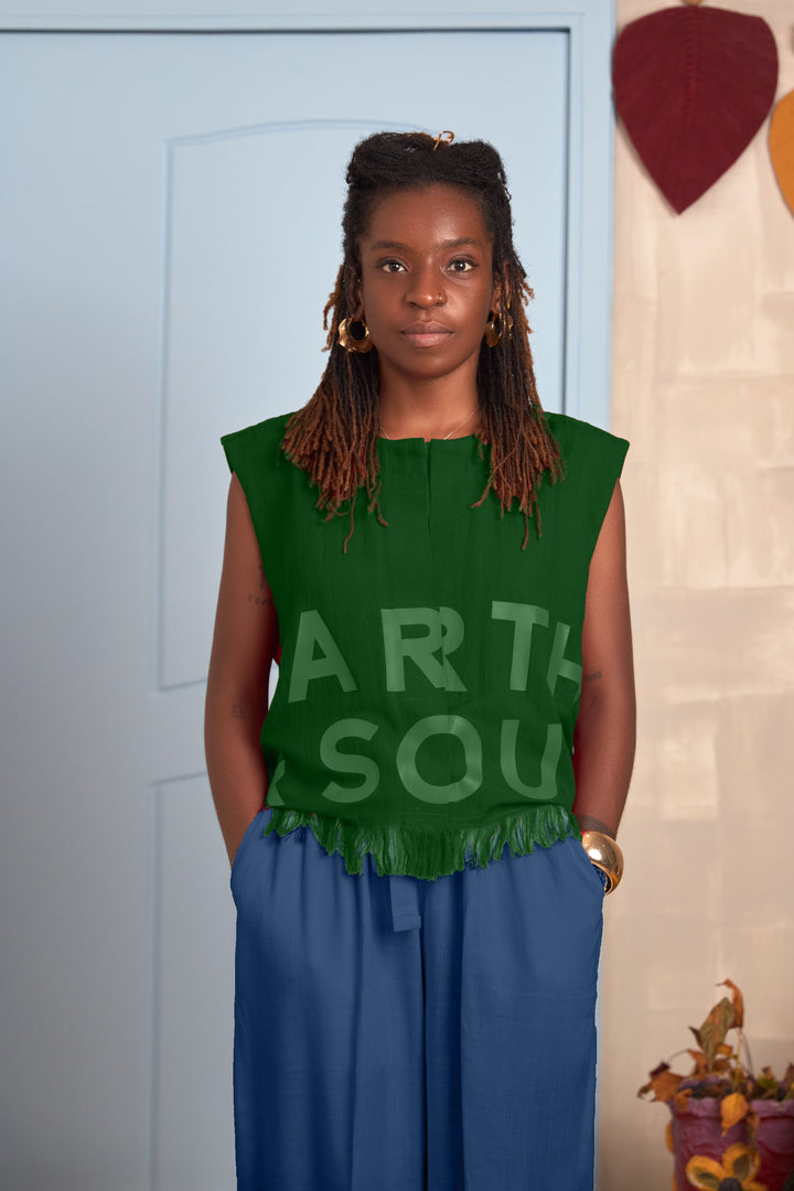 Sleeveless Palm Wine Branded Crop Top
