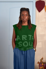 Bottle Green Sleeveless Palm Wine Branded Crop Top