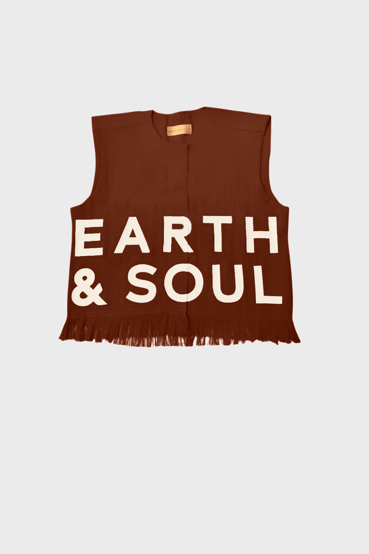 Coffee Brown Sleeveless Palm Wine Branded Crop Top