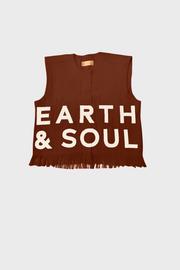 Coffee Brown Sleeveless Palm Wine Branded Crop Top