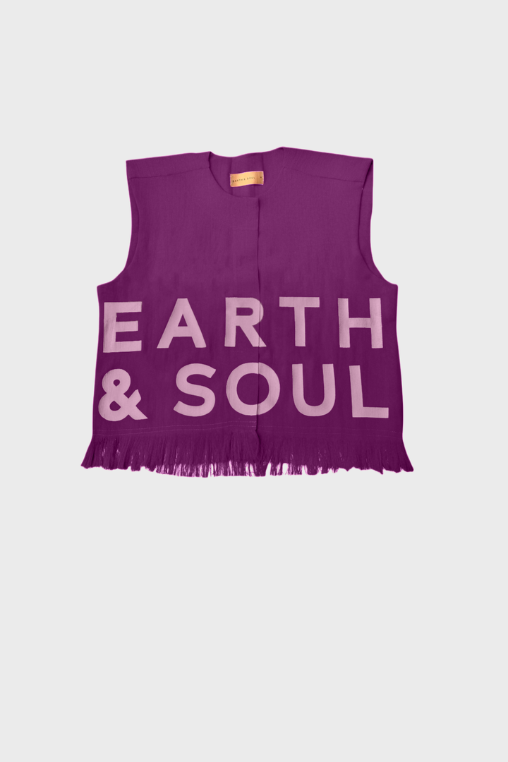 Purple Sleeveless Palm Wine Branded Crop Top