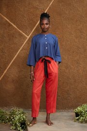 Tunic Crop Top Set metallic blue