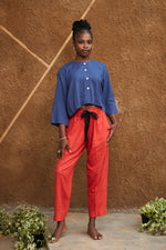 Load image into Gallery viewer, Tunic Crop Top Set metallic blue

