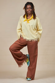 Yellow Freestyle Palm Wine Set with Full Wide Palmwine Trousers